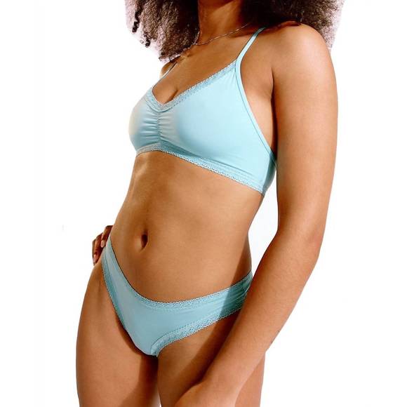 NEW BLUSH LINGERIE pretty little panty thong tanga in aqua - Picture 1 of 1